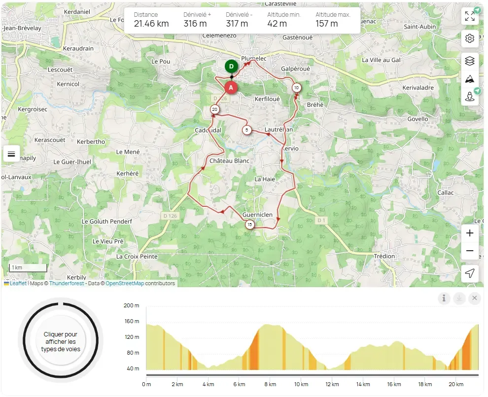 parcours velo plumelec
